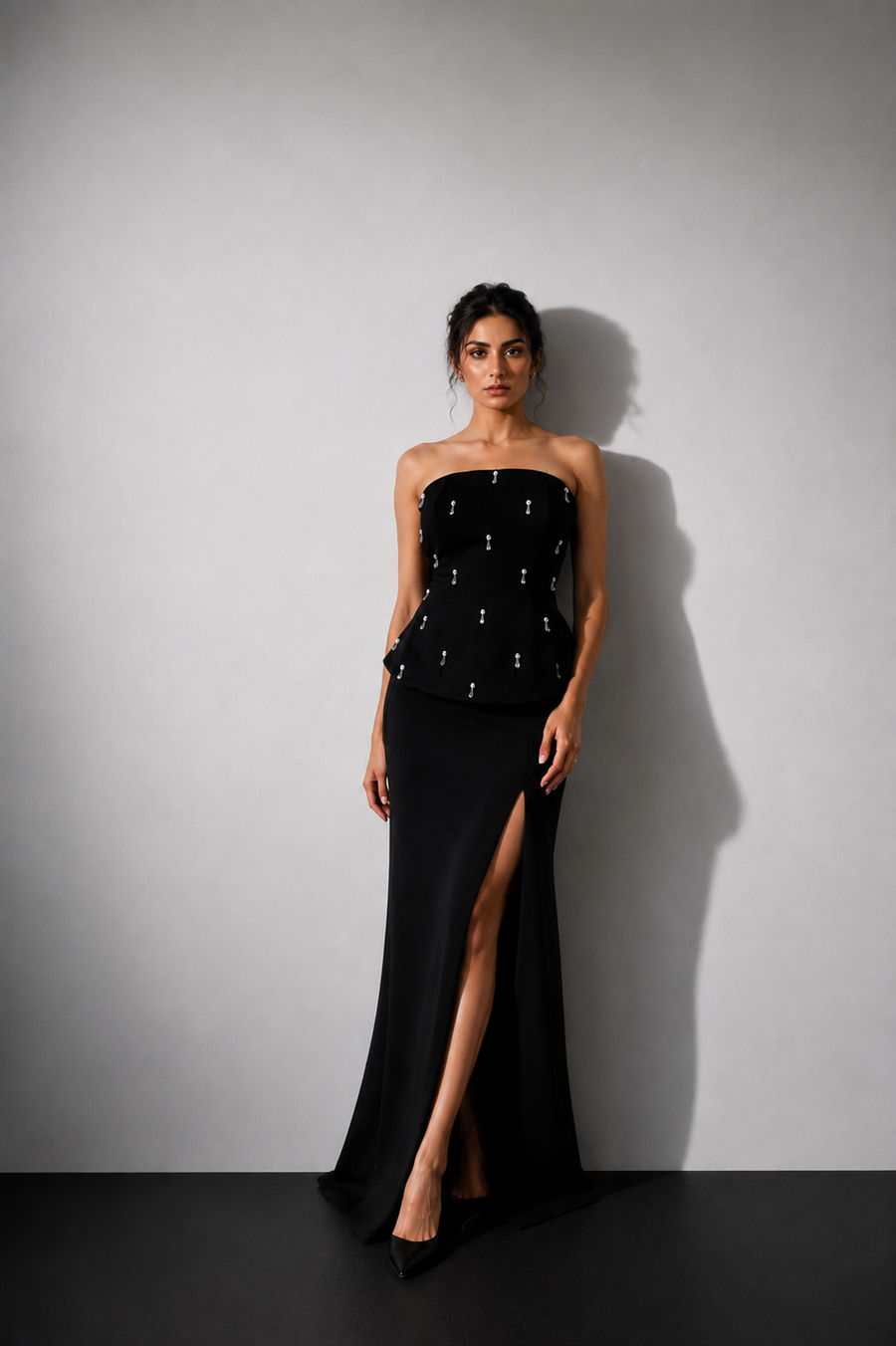Black Perez Corset with Long Skirt Set